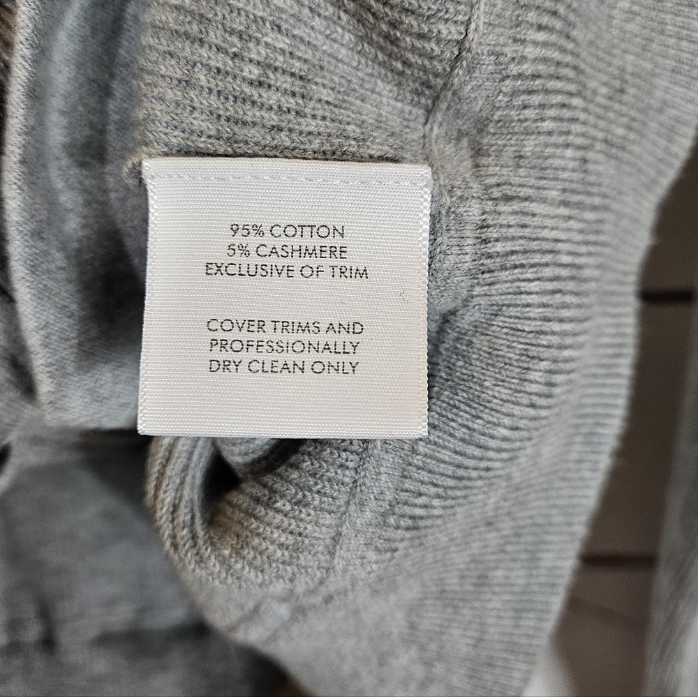 White + Warren | Gray Ribbed Knit Zip Up Hoodie - Picture 7 of 7